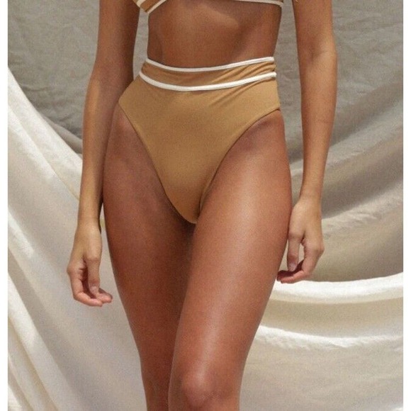 Free People Stone Fox Swim Juniper High Waist Bikini Bottom M Tobacco Brown Surf - Picture 1 of 15